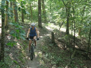 Caro's first mountain bike ride, she's a natural.