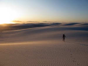 Sunset at White Sands National Monument.