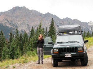 Caro using her phone before losing coverage.