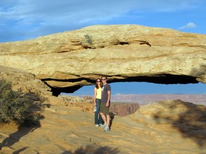 Brent and Mandy under Mesa Arch.