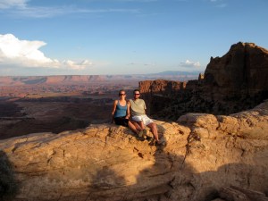 Sitting on the arch.