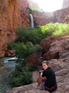 Caro gazing at the falls.
